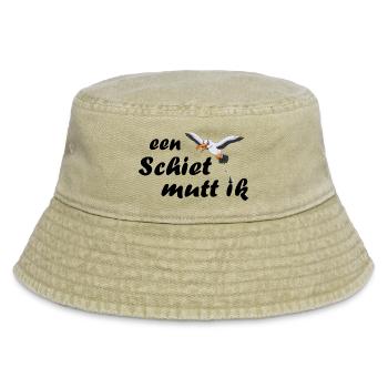 een Schiet mutt ik - plattdeutsch Spruch - Vintage Bucket Hat - Vintage Beige - Vorne