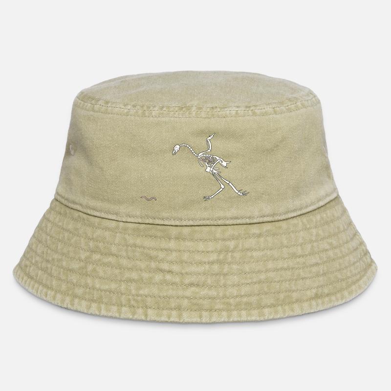 Skeleton Hen - Vintage Bucket Hat - vintage beige