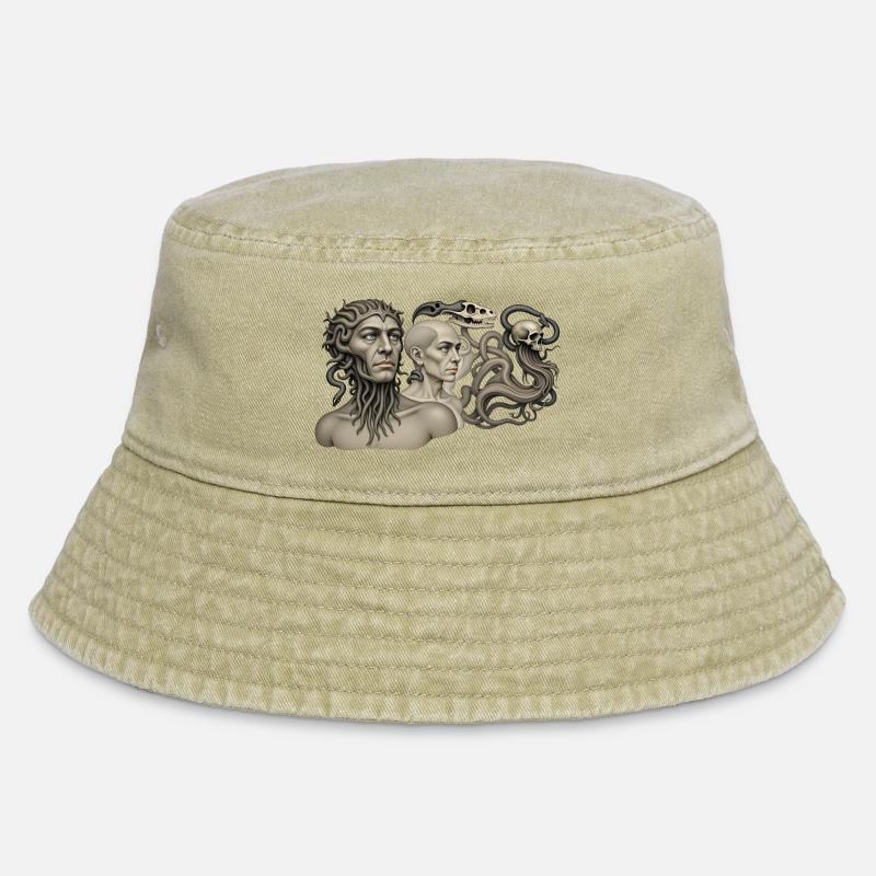 THE DAMNED #4 - dark hell - Vintage Bucket Hat - vintage beige