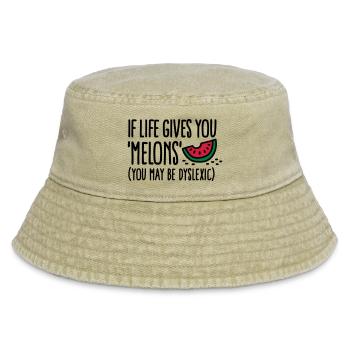 If live gives you melons, you may be dyslexic - Vintage Bucket Hat - vintage beige - Front
