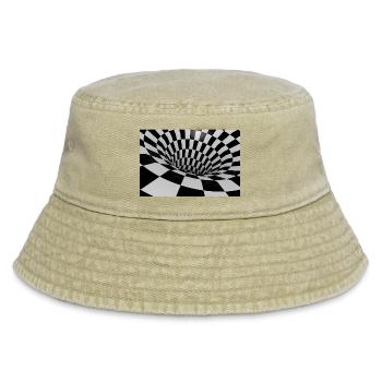 Black and White Tile Tunnel - Vintage Bucket Hat - vintage beige - Front