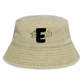 Katze Buchstabe F - Vintage Bucket Hat - Vintage Beige - Vorne
