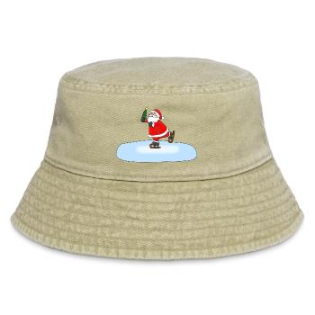 Weihnachtsmann Schlittschuhlaufend - Vintage Bucket Hat - Vintage Beige - Vorne