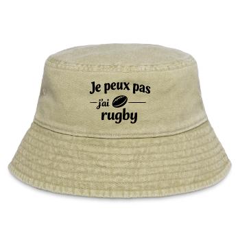 Je peux pas j’ai rugby – Humour sport et passion  - Bob vintage - beige vintage - Devant