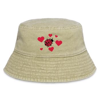 Kleiner niedlicher süßer Marienkäfer - Vintage Bucket Hat - Vintage Beige - Vorne