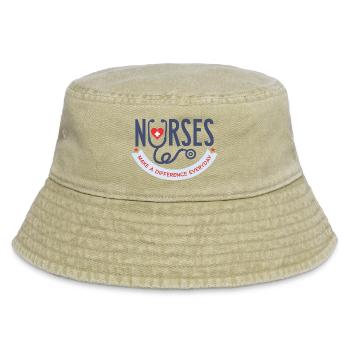 Nurses Make a Difference Everyday T-Shirt - Vintage Bucket Hat - vintage beige - Front