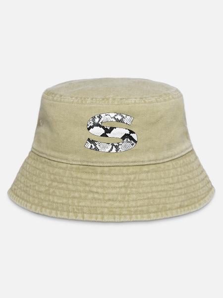 Schlangenleder-Muster Buchstabe s - Vintage Bucket Hat - Vintage Beige