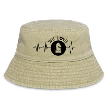 Schach Puls Herzschlag Pferd Symbol Liebe knight - Vintage Bucket Hat - Vintage Beige - Vorne