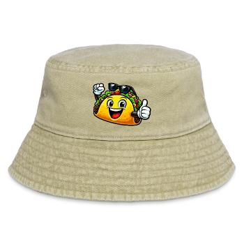 Fröhlicher Taco mit Sonnenbrille - Vintage Bucket Hat - Vintage Beige - Vorne