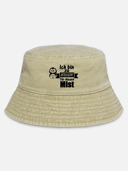 Pinguin Spruch - Zu intelligent Geschenk - Vintage Bucket Hat - Vintage Beige