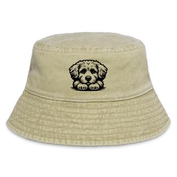 Bolognese head with paws - Vintage Bucket Hat - vintage beige - Front