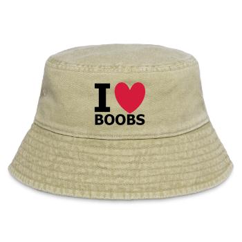 I Love Boobs - Vintage Bucket Hat - Vintage Beige - Vorne