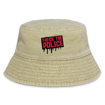 Fuck The Police Graffiti Stempel - Vintage Bucket Hat - Vintage Beige - Vorne