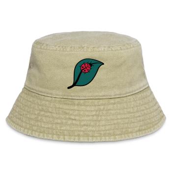 Kleiner Marienkäfer auf einem Blatt Design - Vintage Bucket Hat - Vintage Beige - Vorne
