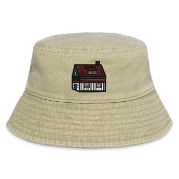 Tyrolean House Hut Cottage Building Real Estate - Vintage Bucket Hat - vintage beige - Front