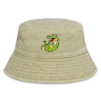 Kroko Kaiman Reptilien Tiere - Vintage Bucket Hat - Vintage Beige - Vorne