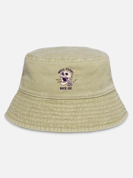 Hell yeah - rock on - Vintage Bucket Hat - Vintage Beige