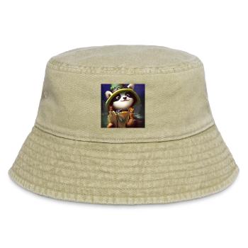 Cute panda with little fairies - Vintage Bucket Hat - vintage beige - Front