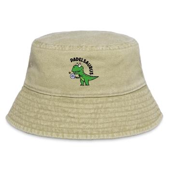 Dinosaurier Padel Spieler Schläger Ball Spruch - Vintage Bucket Hat - Vintage Beige - Vorne