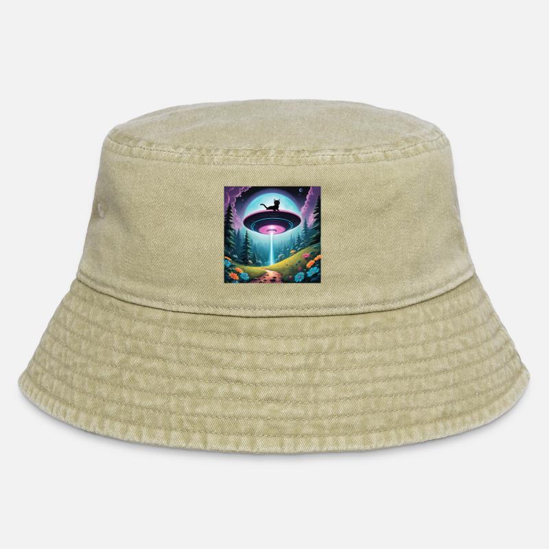 Ufo mit Kätzchen - Vintage Bucket Hat - Vintage Beige