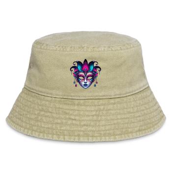 Venice Carnival Mask - Vintage Bucket Hat - vintage beige - Front