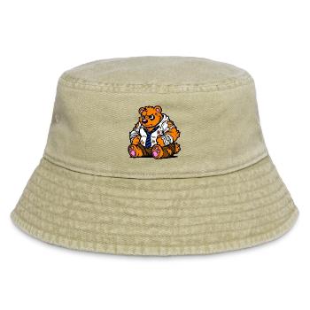 Office Bear - Vintage Bucket Hat - vintage beige - Front