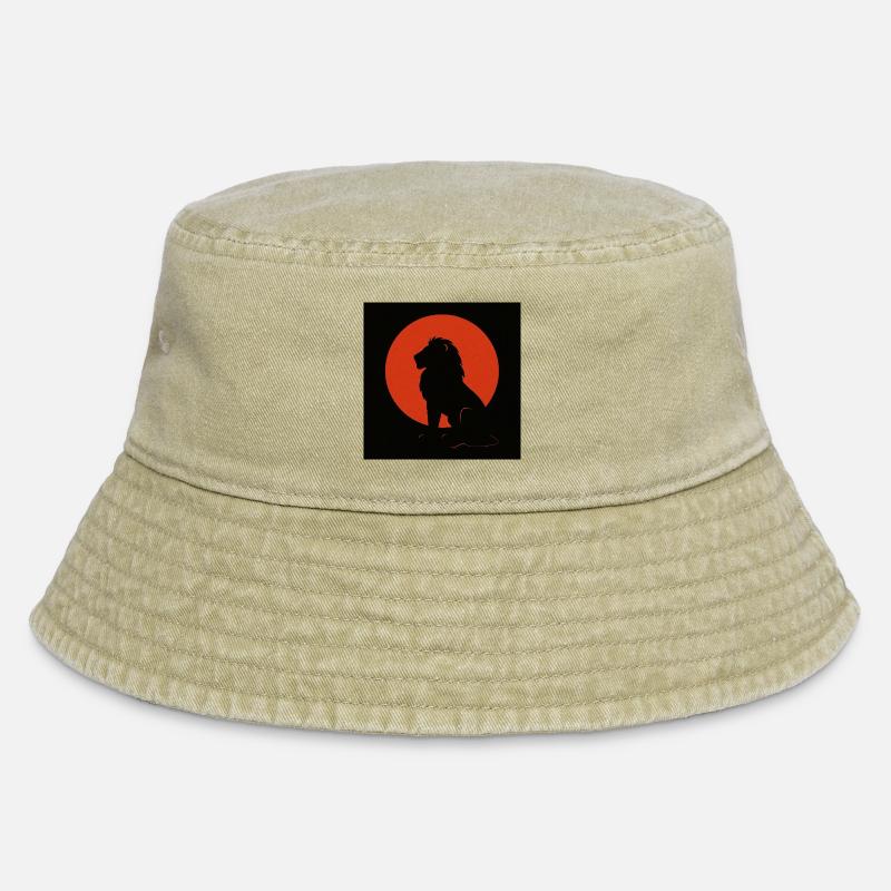 Silhouette de lion dans le cercle du soleil - Bob vintage - beige vintage