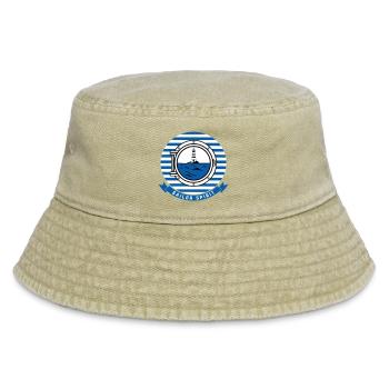 Meeresleuchtturm-Illustration im nautischen Stil - Vintage Bucket Hat - Vintage Beige - Vorne