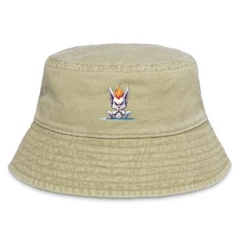 Wütendes Mohawk Häschen - Vintage Bucket Hat - Vintage Beige - Vorne