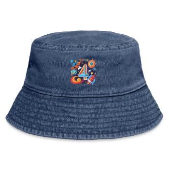 Weltraum 4er Geburtstag Raketenwelt - Vintage Bucket Hat - Vintage Denim - Vorne