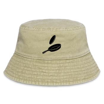 Pancake Flip Skillet Silhouette - Vintage Bucket Hat - vintage beige - Front