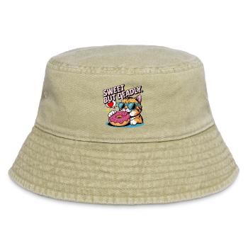 Süßer, aber tödlicher Katzendonut - Vintage Bucket Hat - Vintage Beige - Vorne