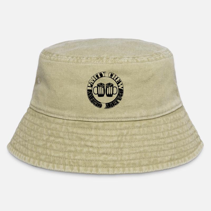 Party Crew Beer - Vintage Bucket Hat - vintage beige