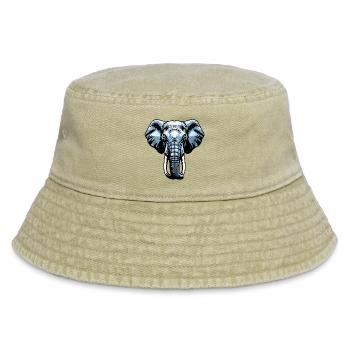 Blue Elephant Head Vector - Vintage Bucket Hat - vintage beige - Front