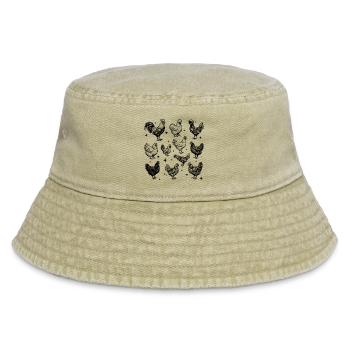 Chickens Tattoo Design in 90s Vintage Style - Vintage Bucket Hat - vintage beige - Front