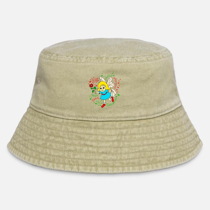 Elf dreamer in red - Vintage Bucket Hat - vintage beige