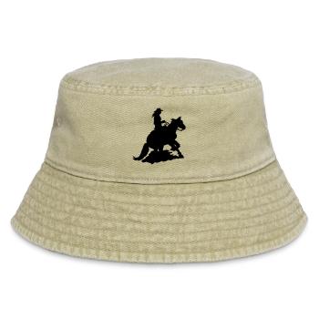 Westernreiterin Sliding Stop, Whoa Quarterhorse - Vintage Bucket Hat - Vintage Beige - Vorne