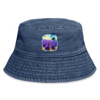 Lavender field - Vintage Bucket Hat - vintage denim - Front