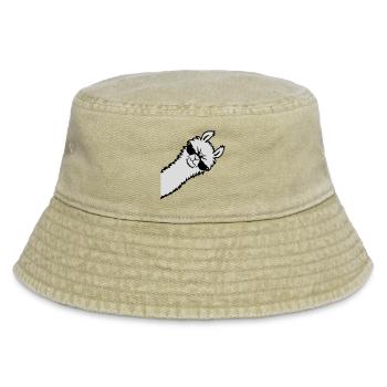 Lama Wütend Guckend Seite Sonnenbrille Cool Sauer - Vintage Bucket Hat - Vintage Beige - Vorne