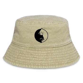 Yin und Yang katzen Duo - Vintage Bucket Hat - Vintage Beige - Vorne