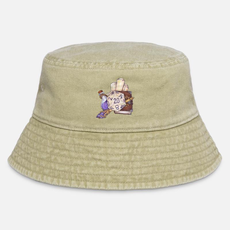 Role Playing Game Tabletop D20 Dice Gift Wizard - Vintage Bucket Hat - vintage beige