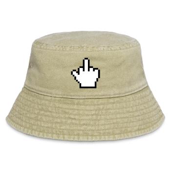 Maushand Mittelfinger Mauszeiger - Vintage Bucket Hat - Vintage Beige - Vorne