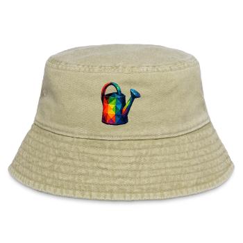 Low Poly Gießkanne: Geometrische Kunst für den Garten - Vintage Bucket Hat - Vintage Beige - Vorne