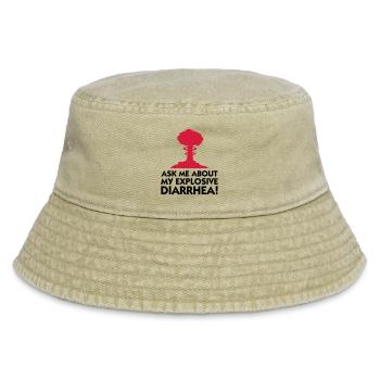 Frag mich wegen meinem explosiven Durchfall! - Vintage Bucket Hat - Vintage Beige - Vorne