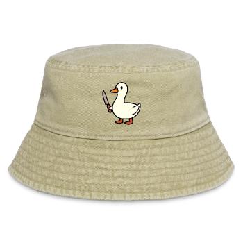 Weiße Gans Ente Entchen Messer Verteidigung Abwehr - Vintage Bucket Hat - Vintage Beige - Vorne