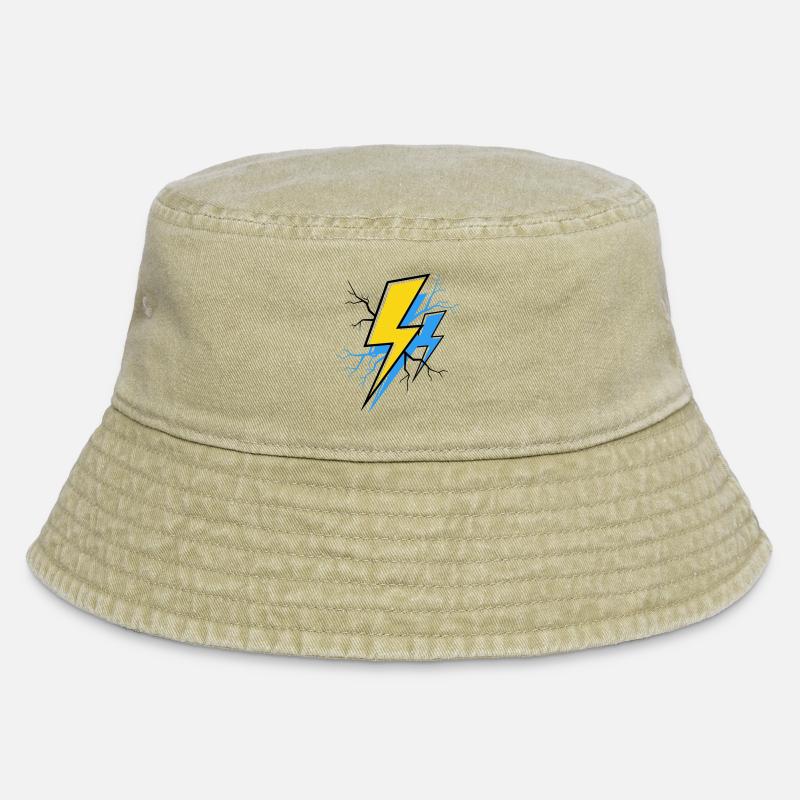 Blau Gelber Strahl - Vintage Bucket Hat - Vintage Beige