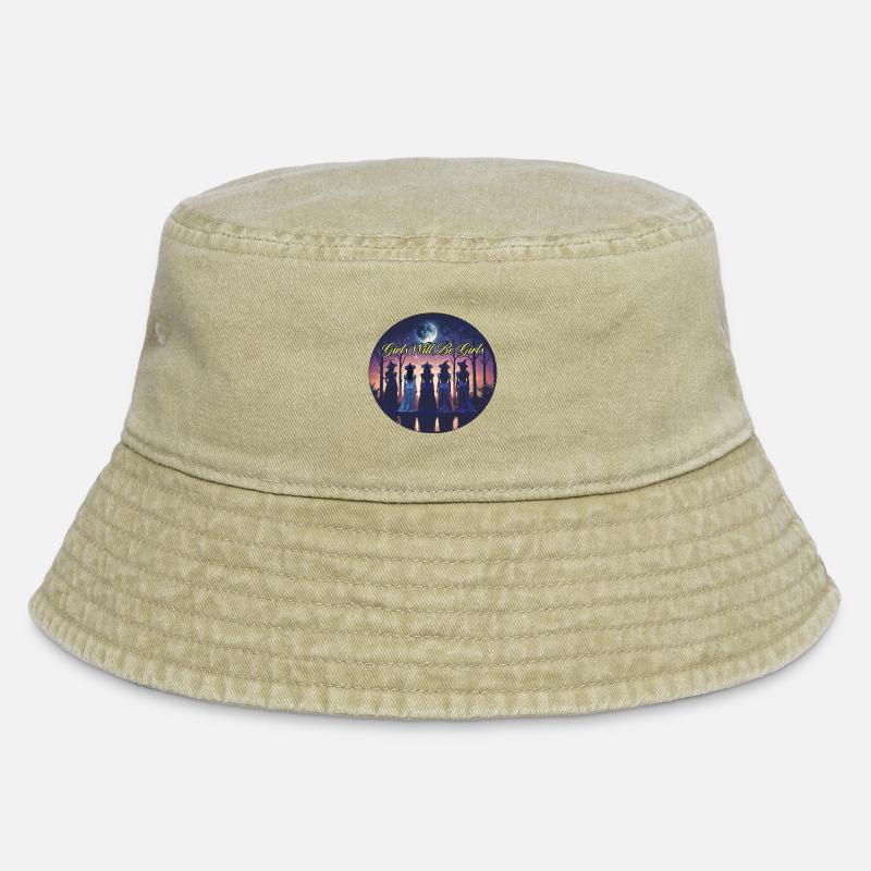 Witch Salem Est 1626 : Mädchen werden Mädchen sein - Vintage Bucket Hat - Vintage Beige