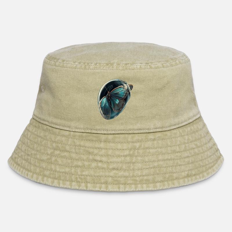 Papillon en Bulle Teal - Bob vintage - beige vintage