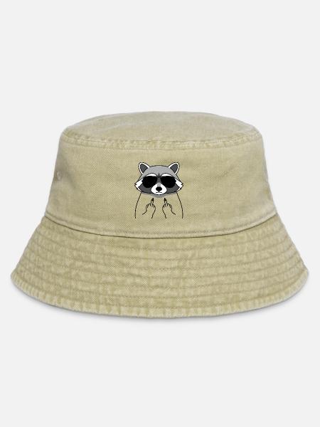 Waschbär mit Sonnenbrille Mittelfinger - Vintage Bucket Hat - Vintage Beige