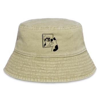 Cat Mirror Selfie - Vintage Bucket Hat - vintage beige - Front